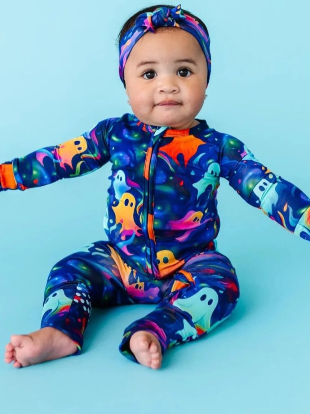Bums & Rose Natural Bamboo Convertible Romper Drop It Like It's Haunt Size 6/9